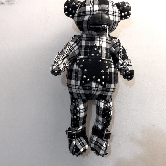 ❤️🔥🆕Dolls Kill / Club Exxx “Plaid Tormented Dead Teddy” Plaid LMT ED Backpack - Picture 5 of 11
